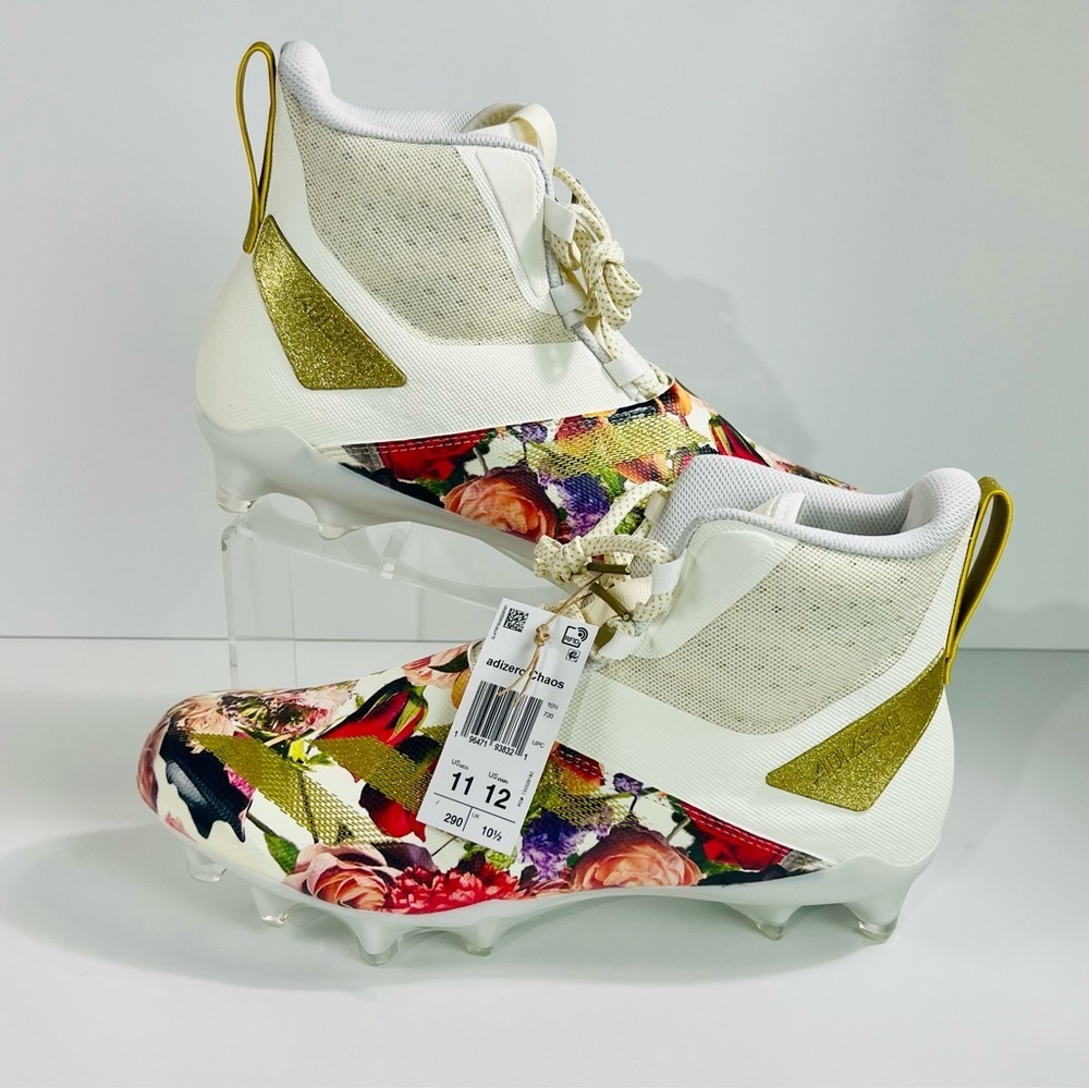 Adidas Adizero Chaos Speed Coronation White Gold Metallic Football Cleat Size 11
